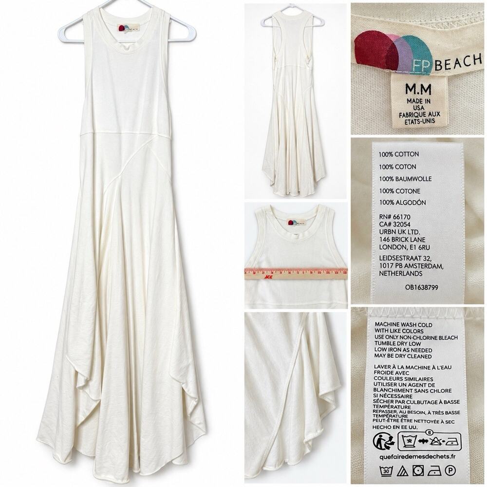 Free People FP Beach Main Street Dress Medium White Cotton Maxi Midi M